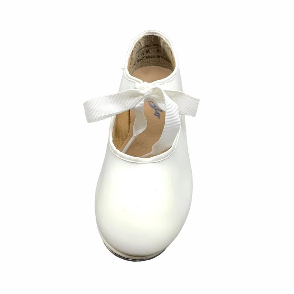 Capezio Jr. Tyette 625C White Tap Size 11.5 Shoes Tie Bow Dance Leather New - Picture 3 of 7